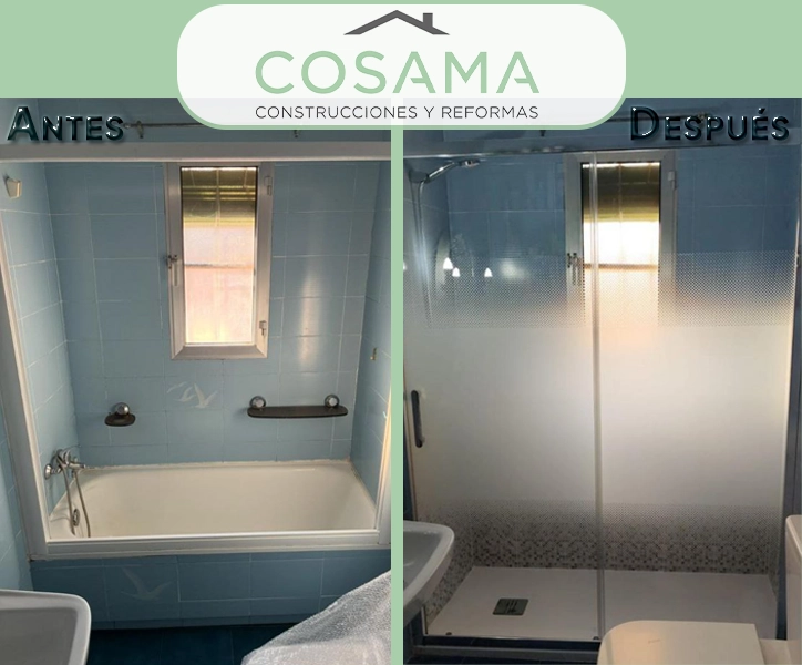 Antes y después de un cambio de bañera por plato de ducha moderno en Valladolid