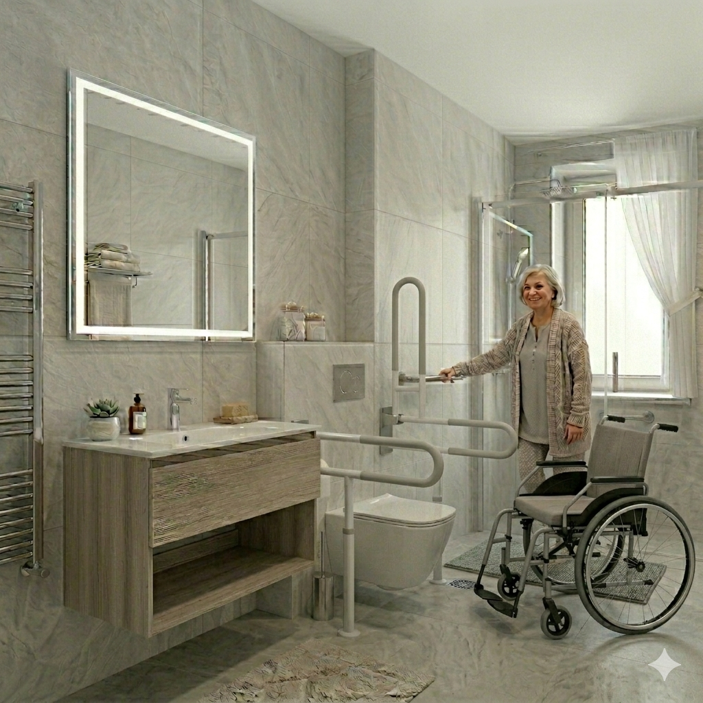 Cambio de bañera por plato de ducha en Valladolid en baño adaptado para personas con movilidad reducida