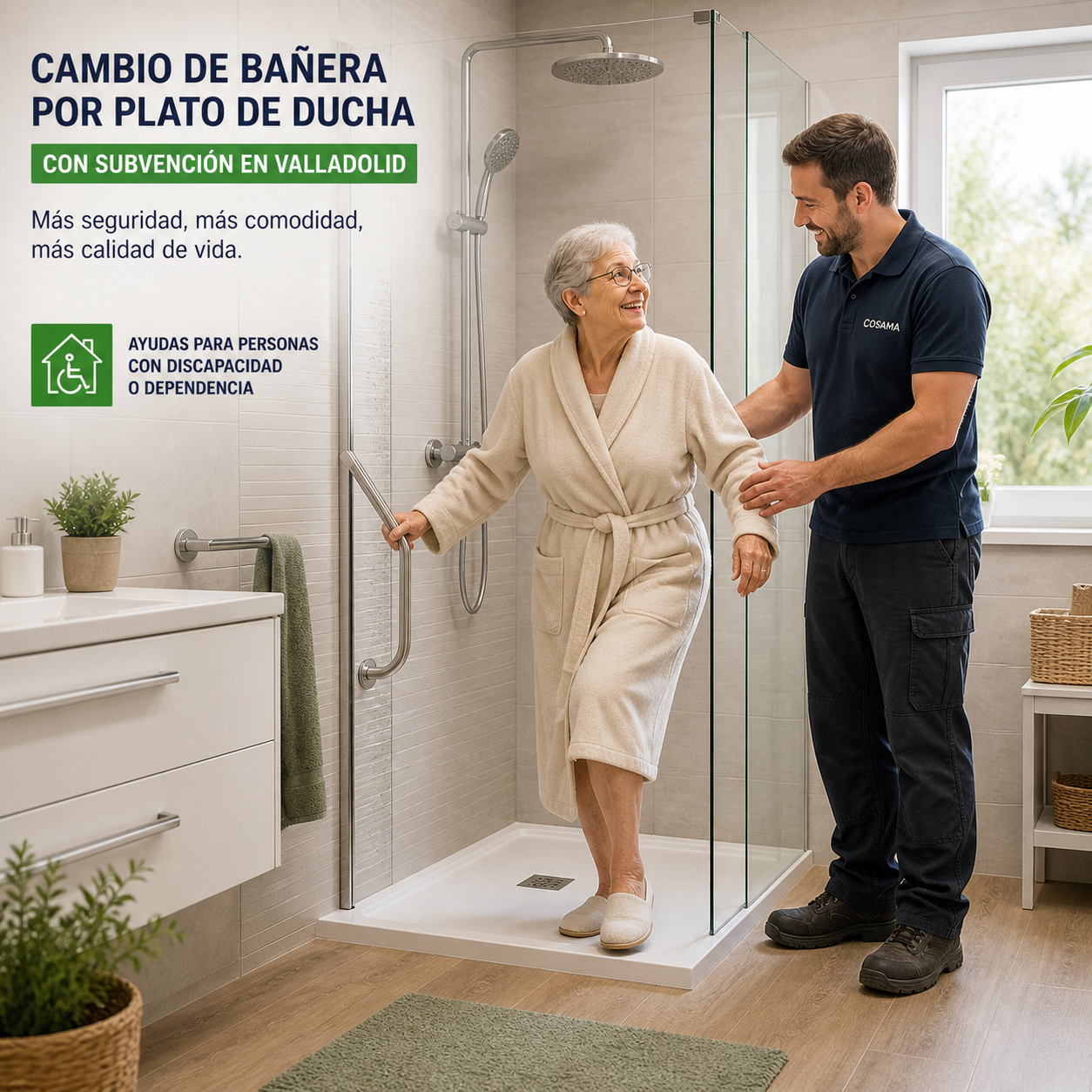 Cambio de bañera por plato de ducha en Valladolid con ayudas para accesibilidad