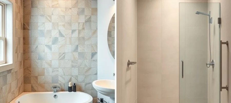 Antes y después de una reforma de baño: cambio de bañera antigua por plato de ducha moderno realizada por Cosama.